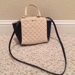 Nine West Crossbody quilted small bag purse Black Cream